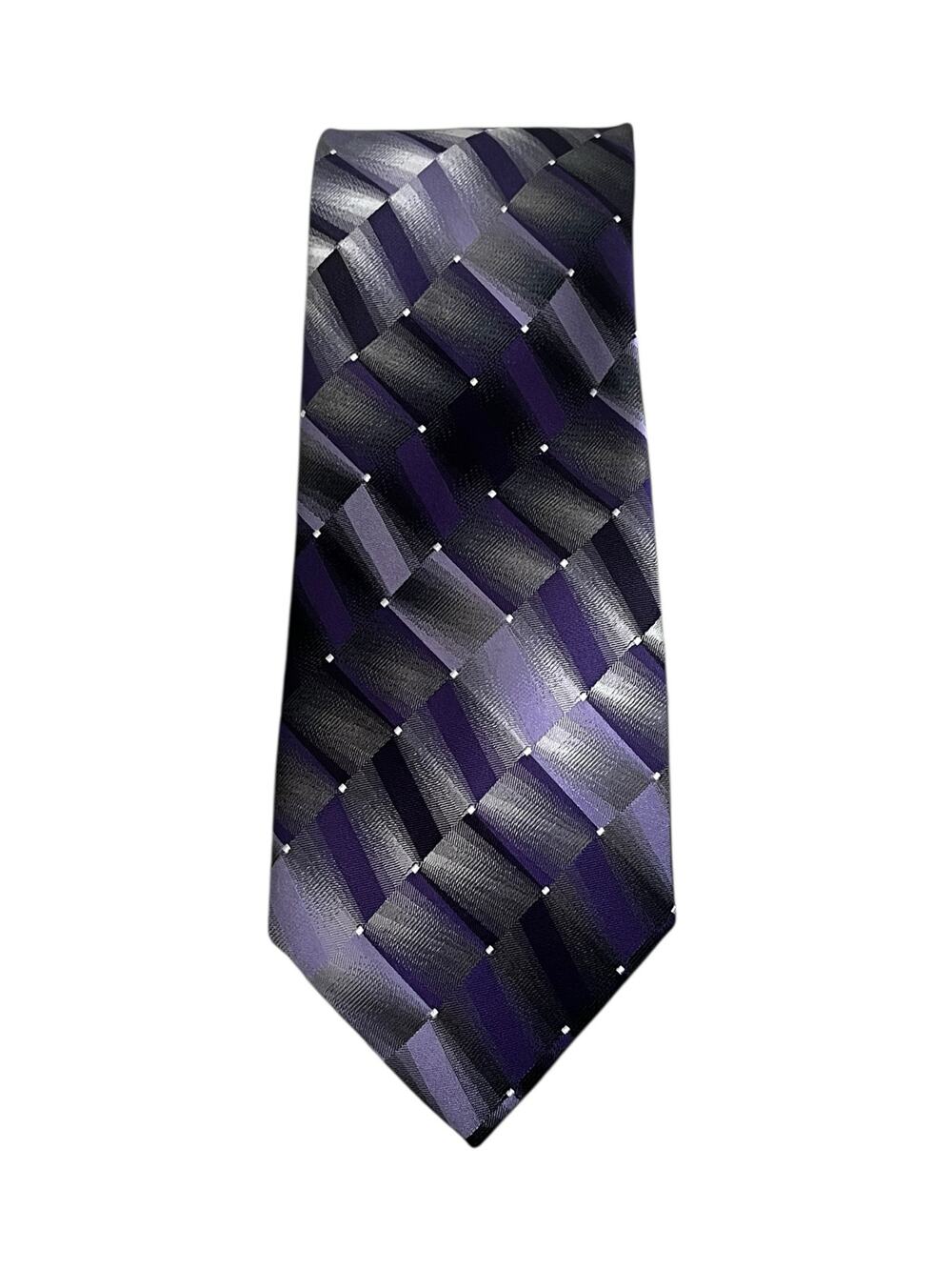 Van Heusen Men’s Tie Purple Grey Design 100% Silk.